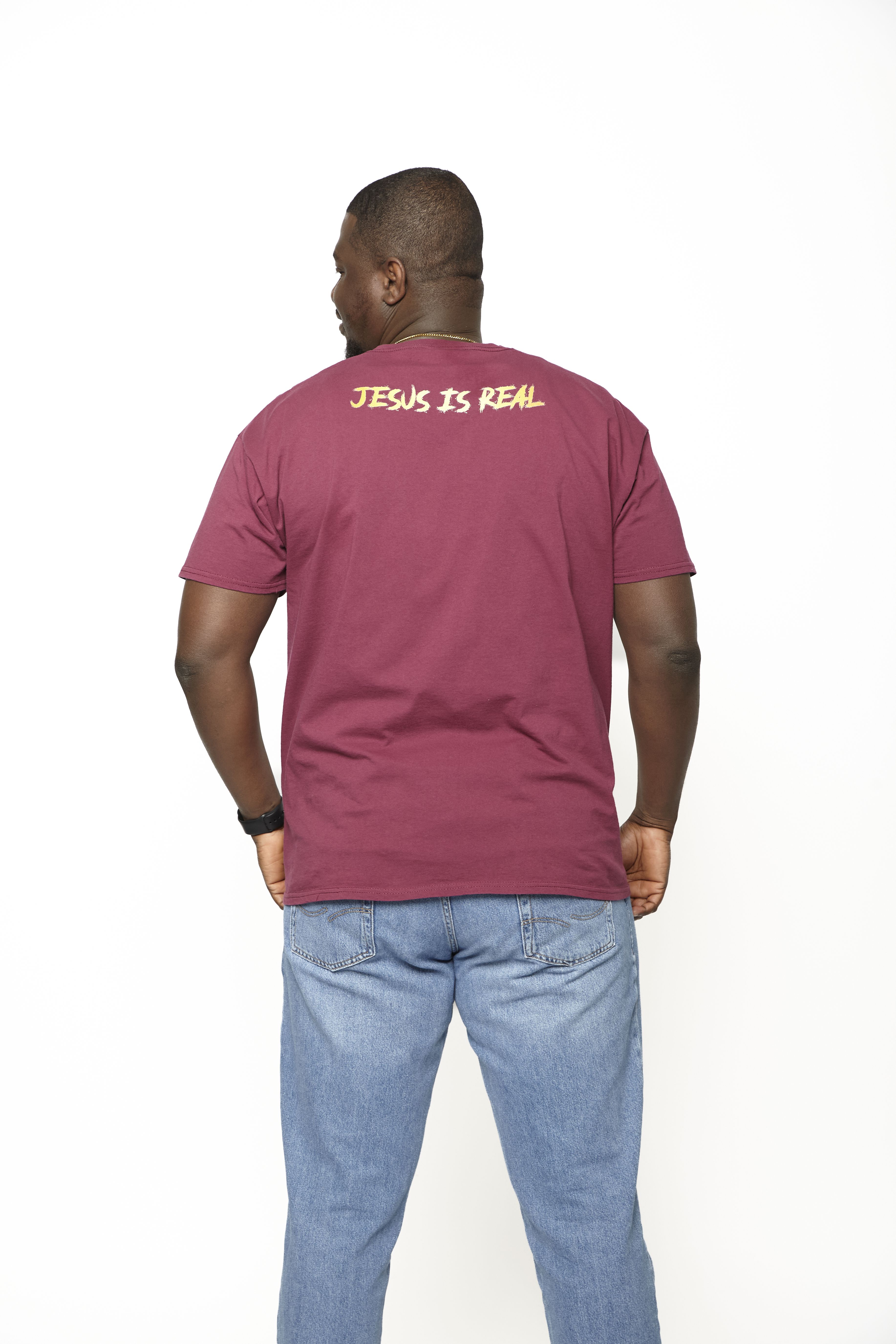 JE Burgundy T Shirt for MenBurgundy Gradient Yellow XXL